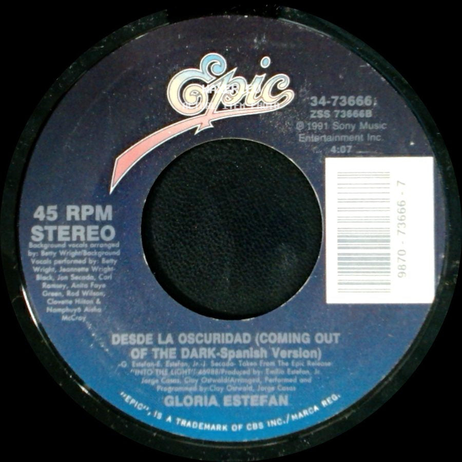 Gloria Estefan - Desde La Oscuridad (Coming Out Of The Dark-Spanish Version) / Coming Out Of The Dark side A