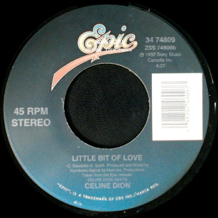 Celine Dion - Water From The Moon / Little Bit Of Love side B
