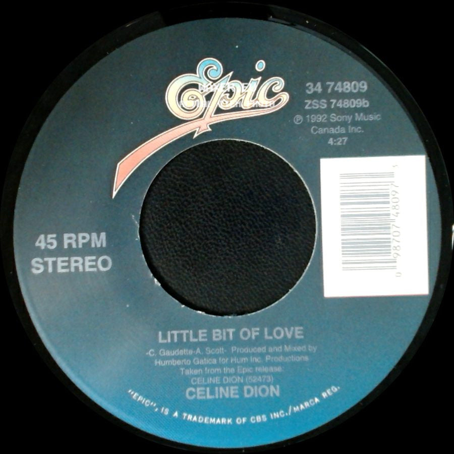 Celine Dion - Water From The Moon / Little Bit Of Love side B