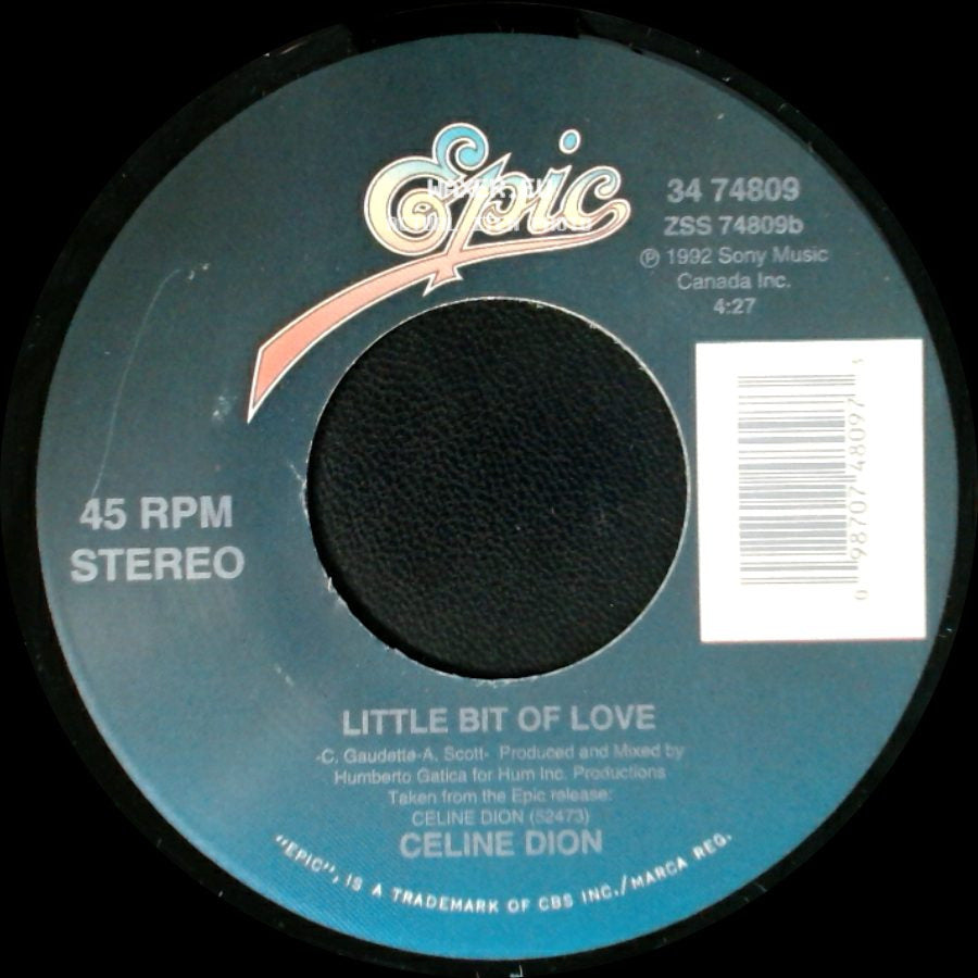Celine Dion - Water From The Moon / Little Bit Of Love side B