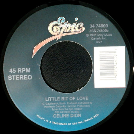 Celine Dion - Water From The Moon / Little Bit Of Love side B