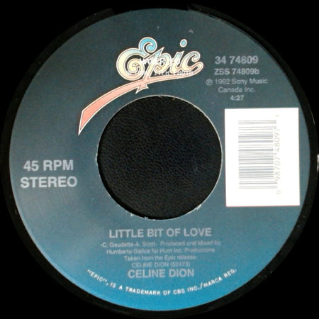 Celine Dion - Water From The Moon / Little Bit Of Love side B