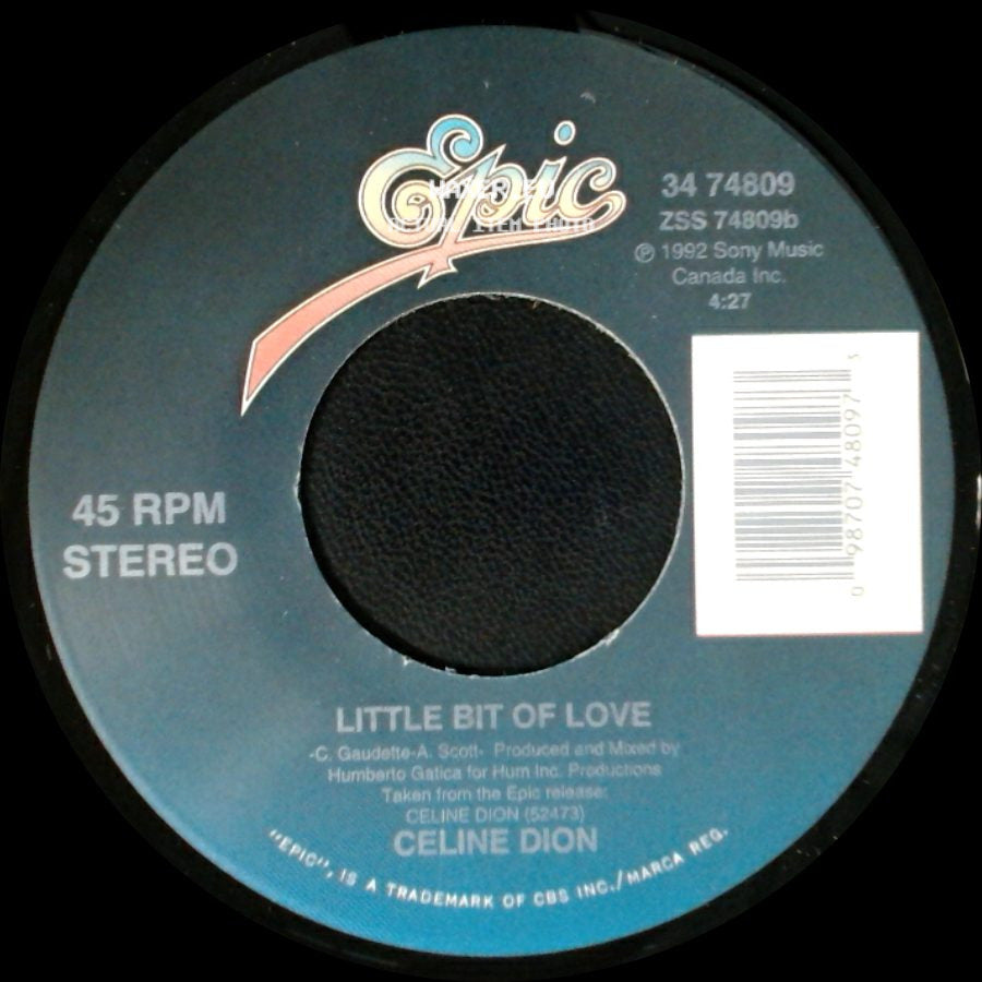 Celine Dion - Water From The Moon / Little Bit Of Love side B