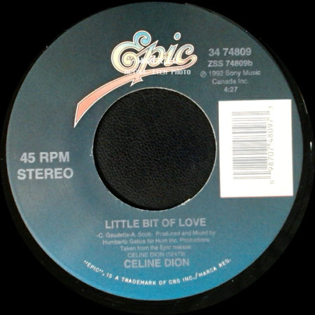 Celine Dion - Water From The Moon / Little Bit Of Love side B