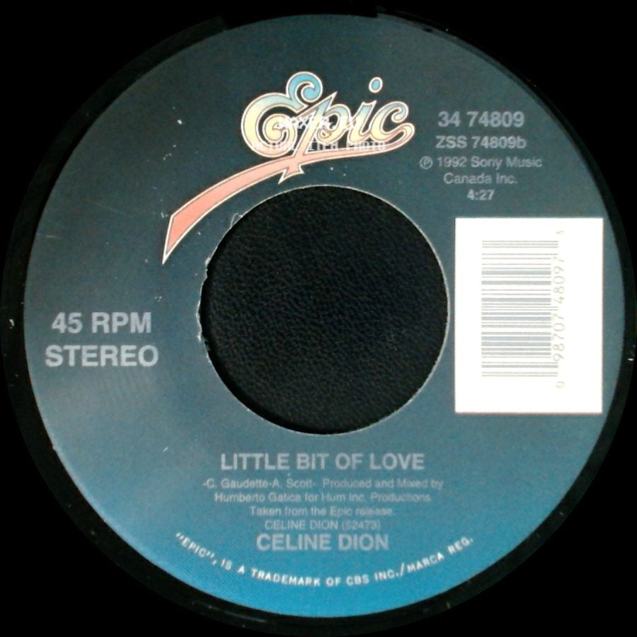 Celine Dion - Water From The Moon / Little Bit Of Love side B