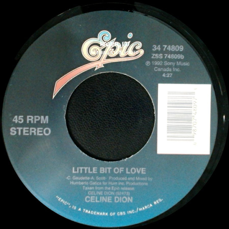 Celine Dion - Water From The Moon / Little Bit Of Love side B