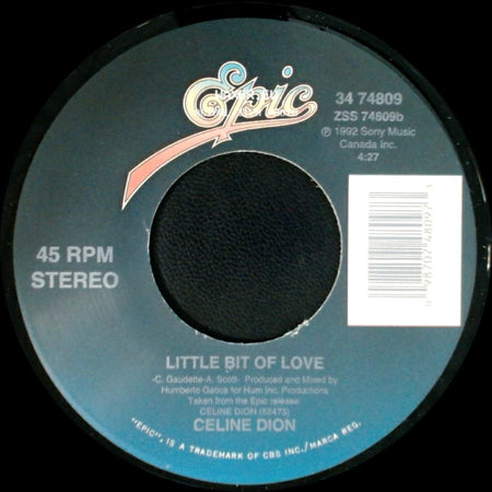 Celine Dion - Water From The Moon / Little Bit Of Love side B