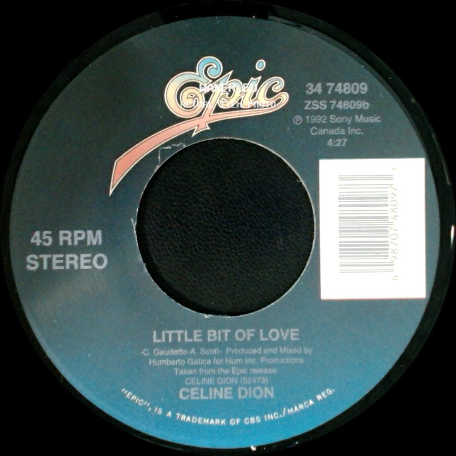 Celine Dion - Little Bit Of Love / Water From The Moon side A