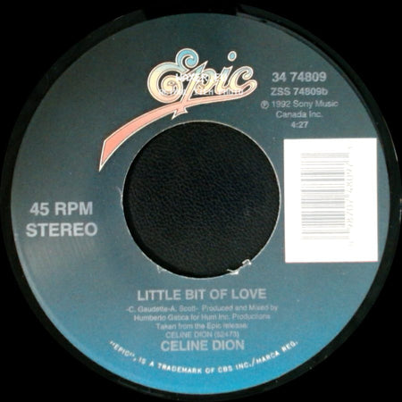 Celine Dion - Little Bit Of Love / Water From The Moon side A