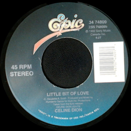 Celine Dion - Water From The Moon / Little Bit Of Love side B