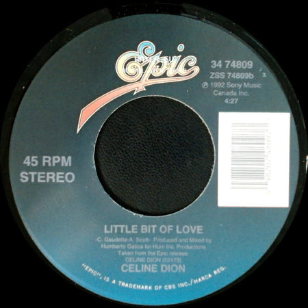 Celine Dion - Water From The Moon / Little Bit Of Love side B