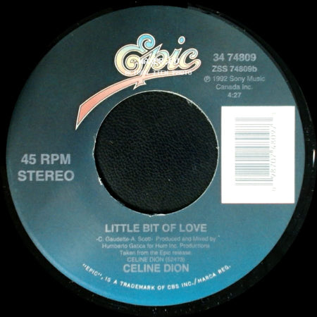 Celine Dion - Water From The Moon / Little Bit Of Love side B