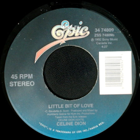 Celine Dion - Water From The Moon / Little Bit Of Love side B