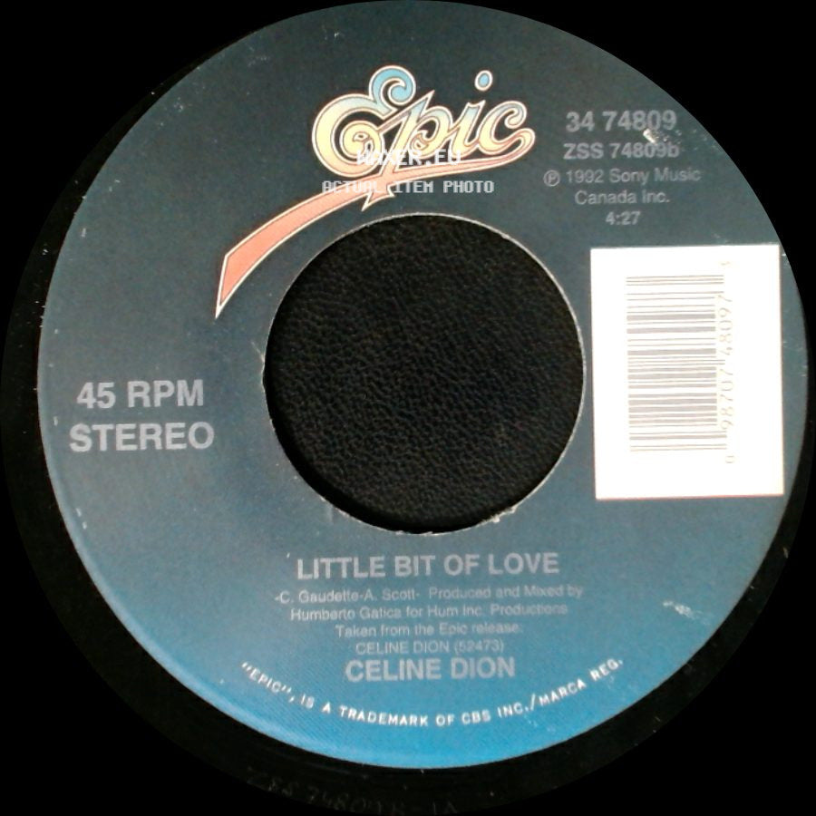 Celine Dion - Water From The Moon / Little Bit Of Love side B