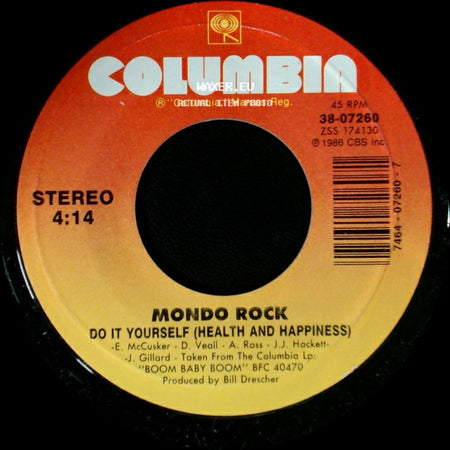 Mondo Rock - Boom Baby Boom / Do It Yourself (Health And Happiness) side B