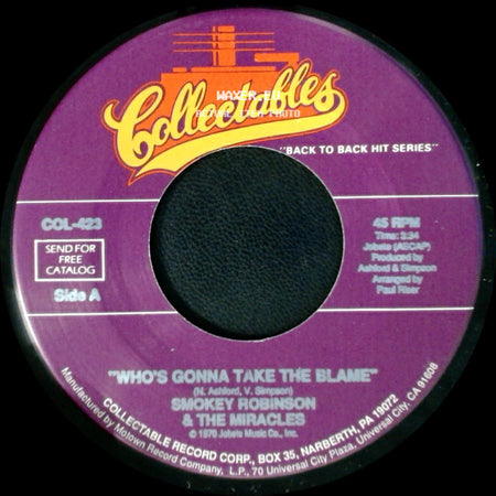 Smokey Robinson & The Miracles - Who's Gonna Take The Blame / The Tears Of A Clown side A
