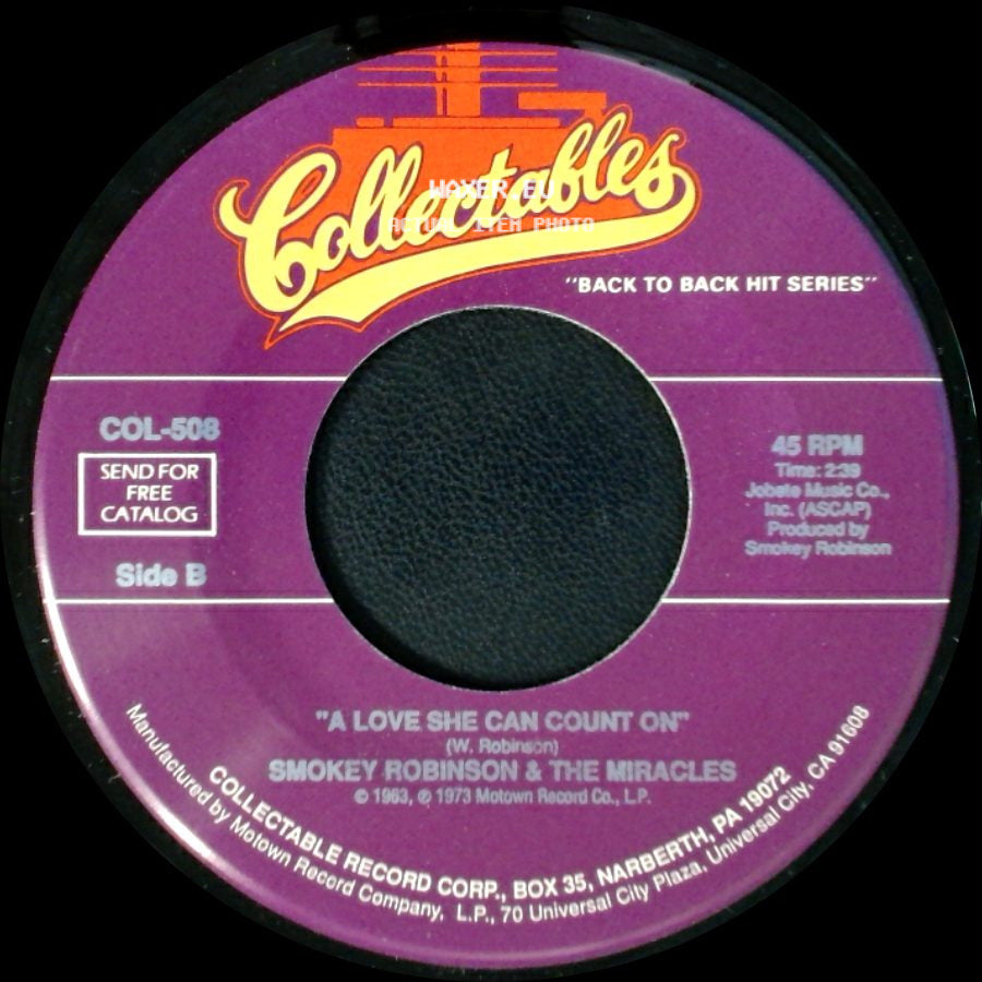 Smokey Robinson & The Miracles - Mickey's Monkey / A Love She Can Count On side B