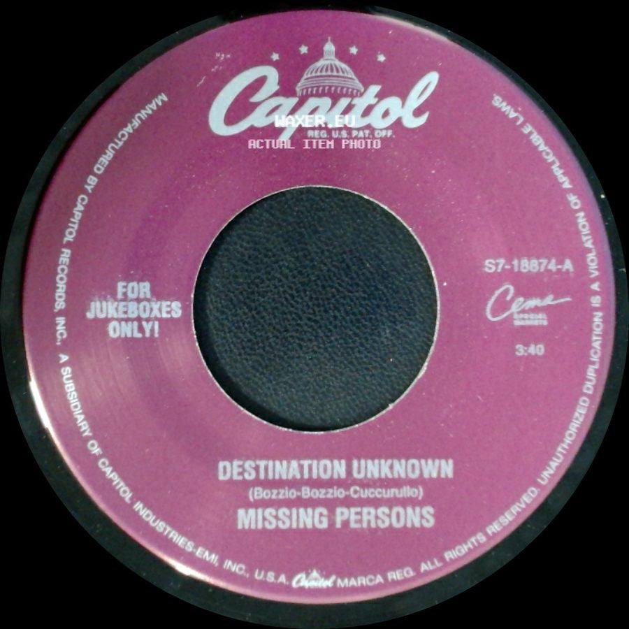 Missing Persons - Windows / Destination Unknown side B
