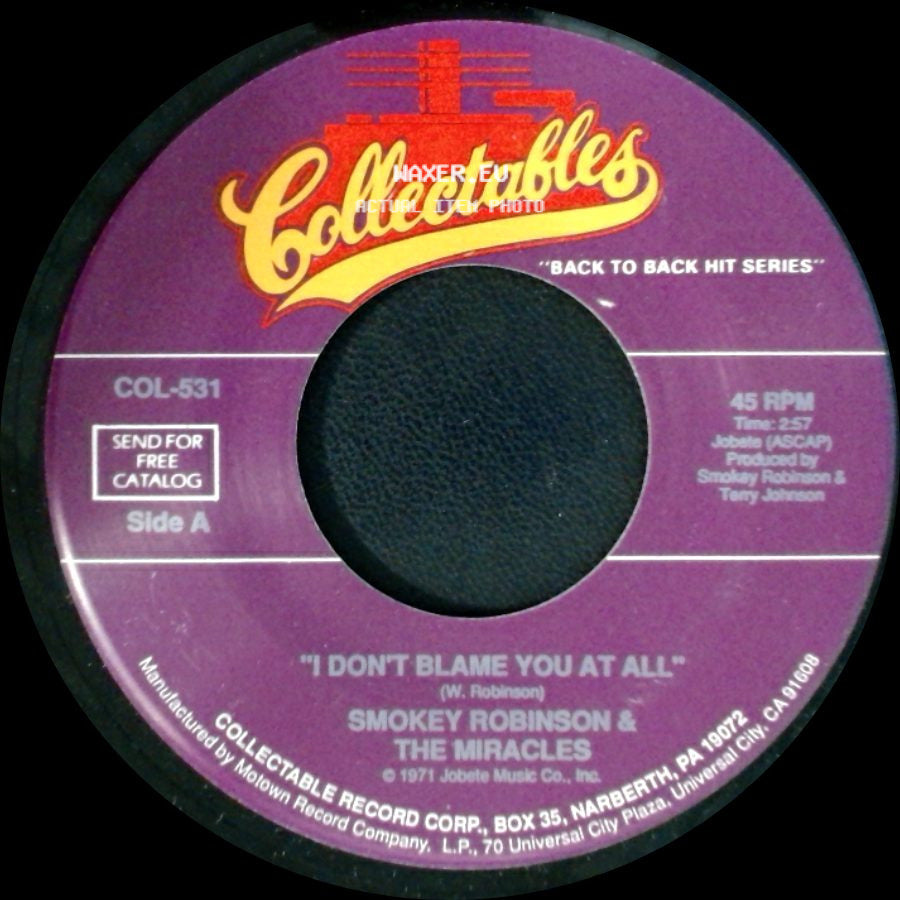 Smokey Robinson & The Miracles - I Don't Blame You At All / Satisfaction side A
