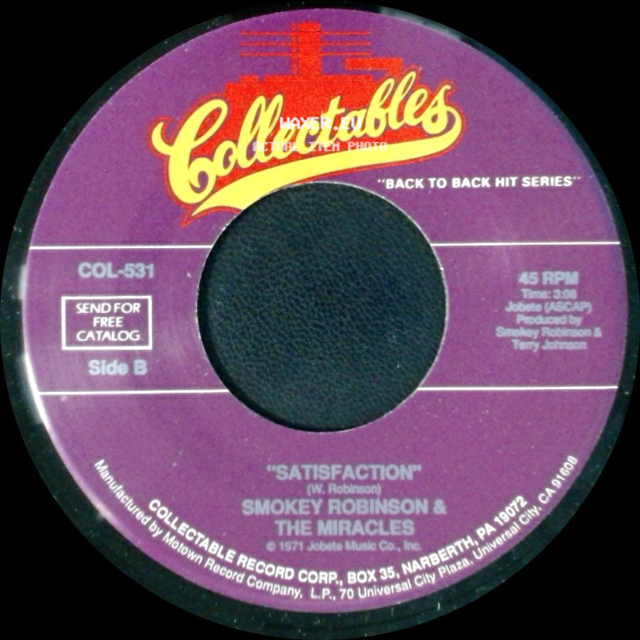 Smokey Robinson & The Miracles - I Don't Blame You At All / Satisfaction side B