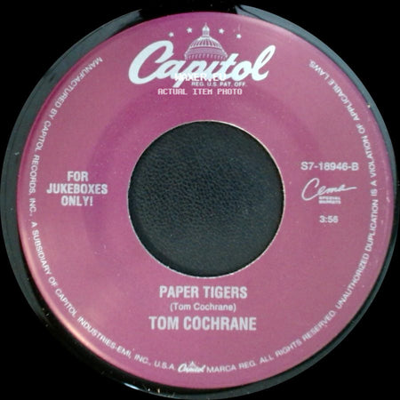 Tom Cochrane - I Wish You Well / Paper Tigers side B