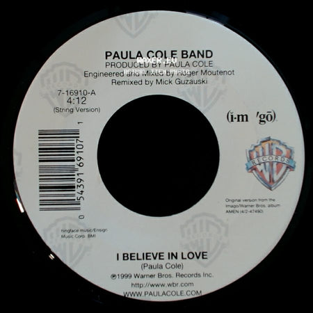 Paula Cole Band - Night / I Believe In Love side B
