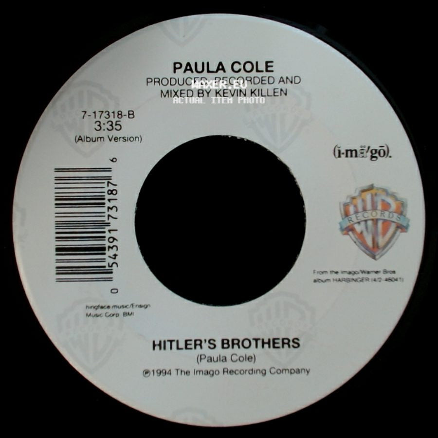 Paula Cole - Hitler's Brothers / I Don't Want To Wait side A