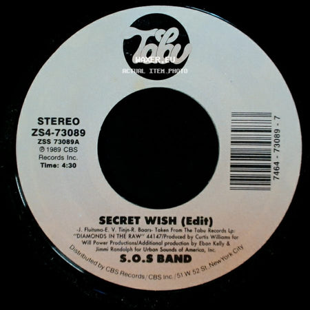 S.O.S Band - Crossfire (Part I & Ii) (Edit) / Secret Wish (Edit) side B
