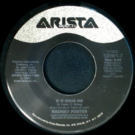 Radney Foster - Walkin' Talkin' Woman / If It Were Me side B