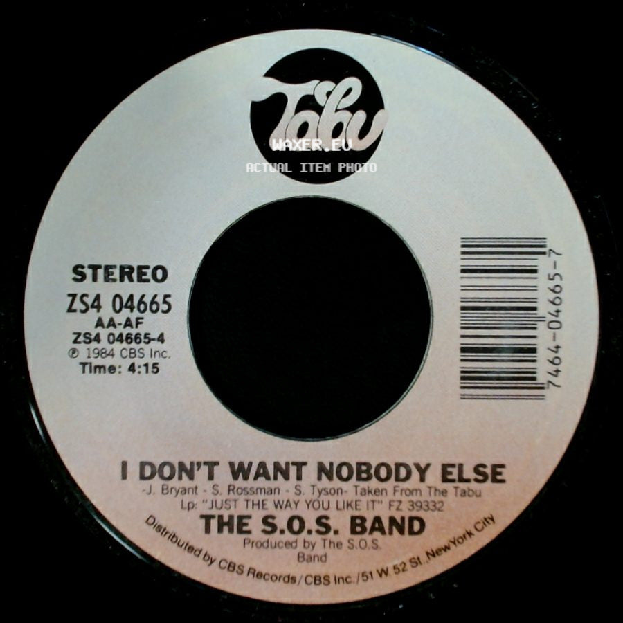 The S.O.S. Band - I Don't Want Nobody Else / No One's Gonna Love You side A