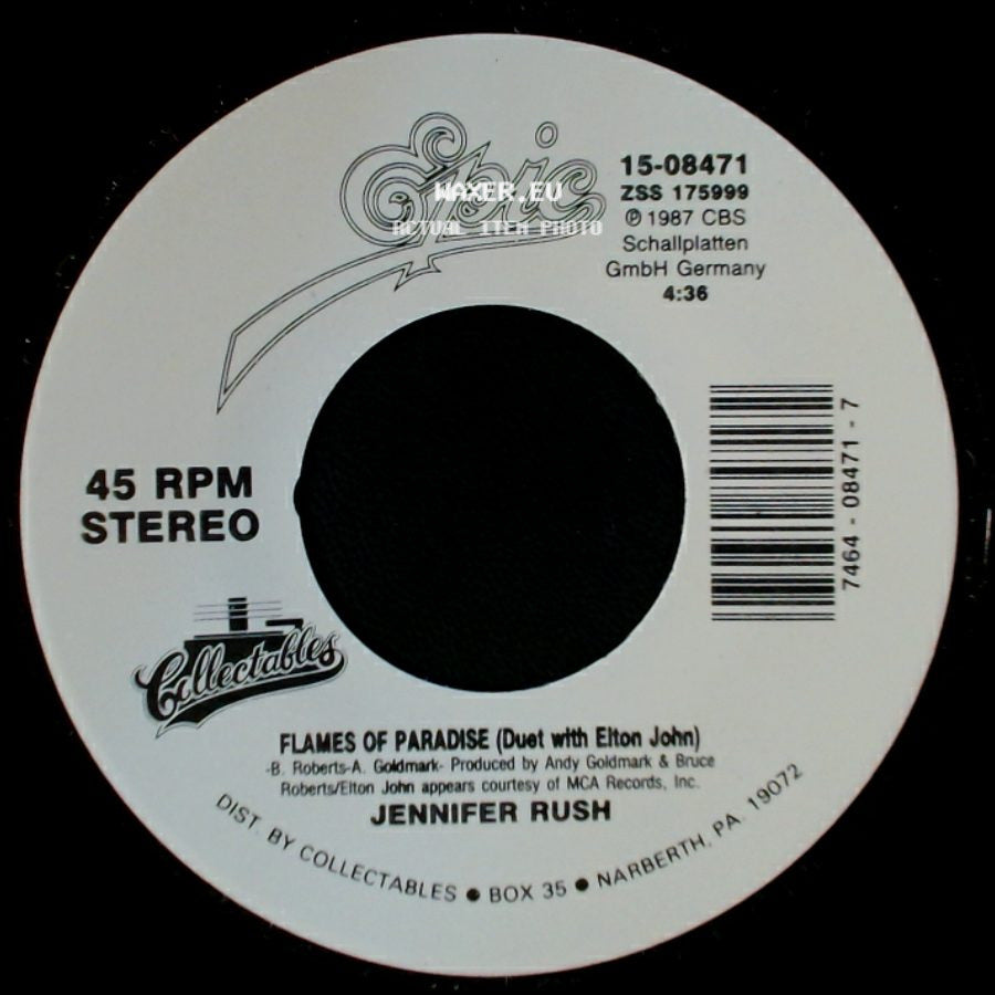 Jennifer Rush - Flames Of Paradise (Duet With Elton John) / The Power Of Love side A