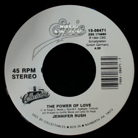 Jennifer Rush - Flames Of Paradise (Duet With Elton John) / The Power Of Love side B
