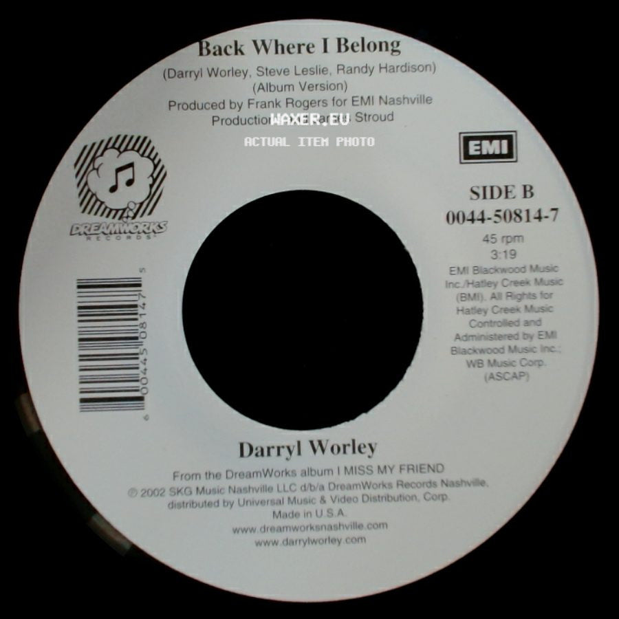 Darryl Worley - Family Tree / Back Where I Belong side B
