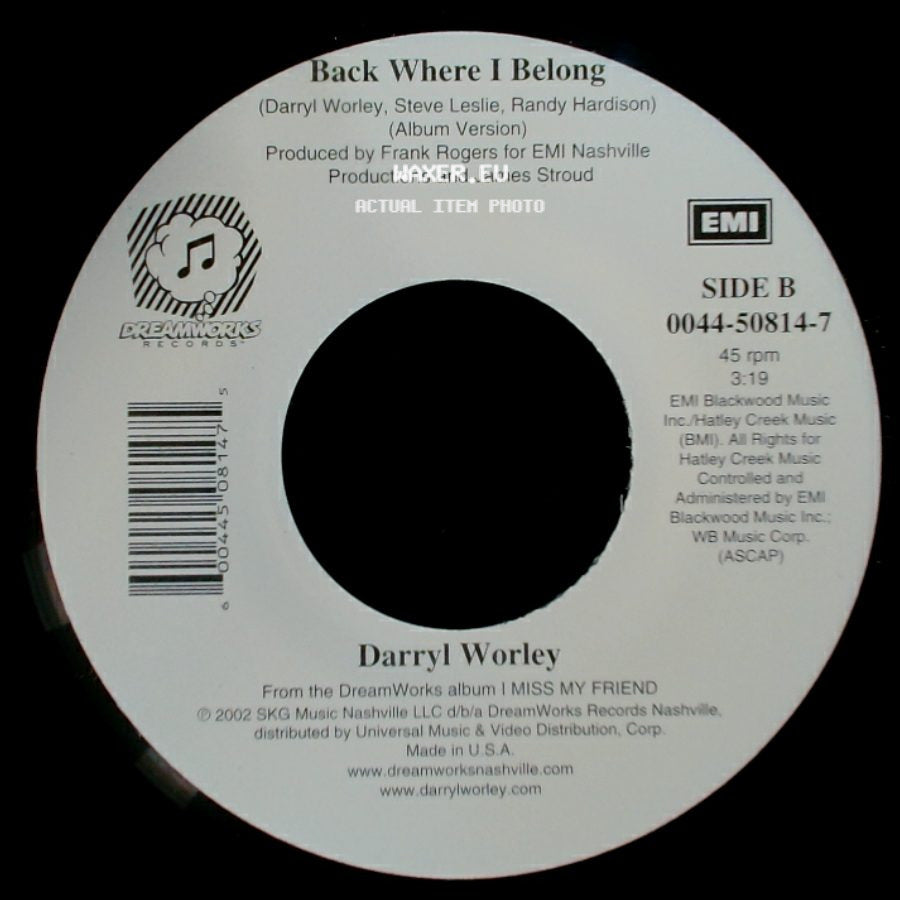 Darryl Worley - Family Tree / Back Where I Belong side B