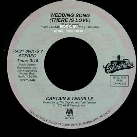 Captain & Tennille - Song Of Joy / Wedding Song (There Is Love) side B