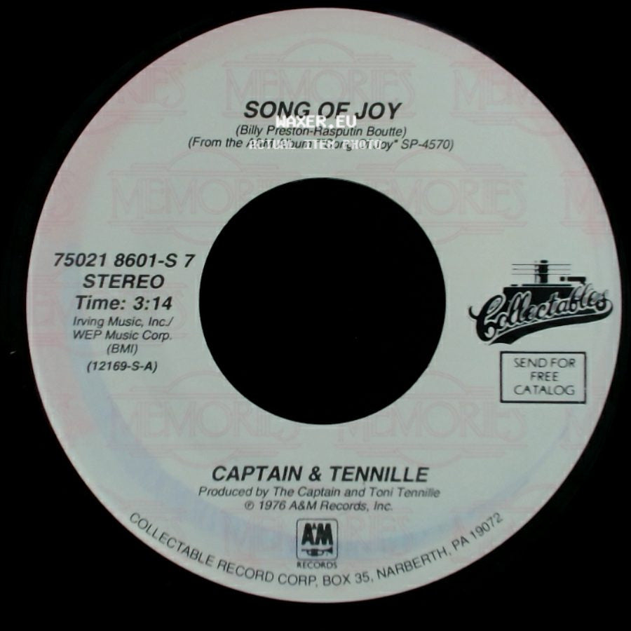 Captain & Tennille - Wedding Song (There Is Love) / Song Of Joy side B