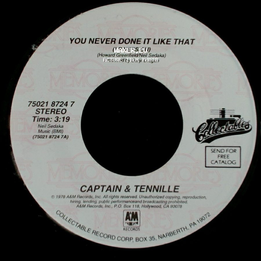 Captain & Tennille - Shop Around / You Never Done It Like That (Lp Version) side B