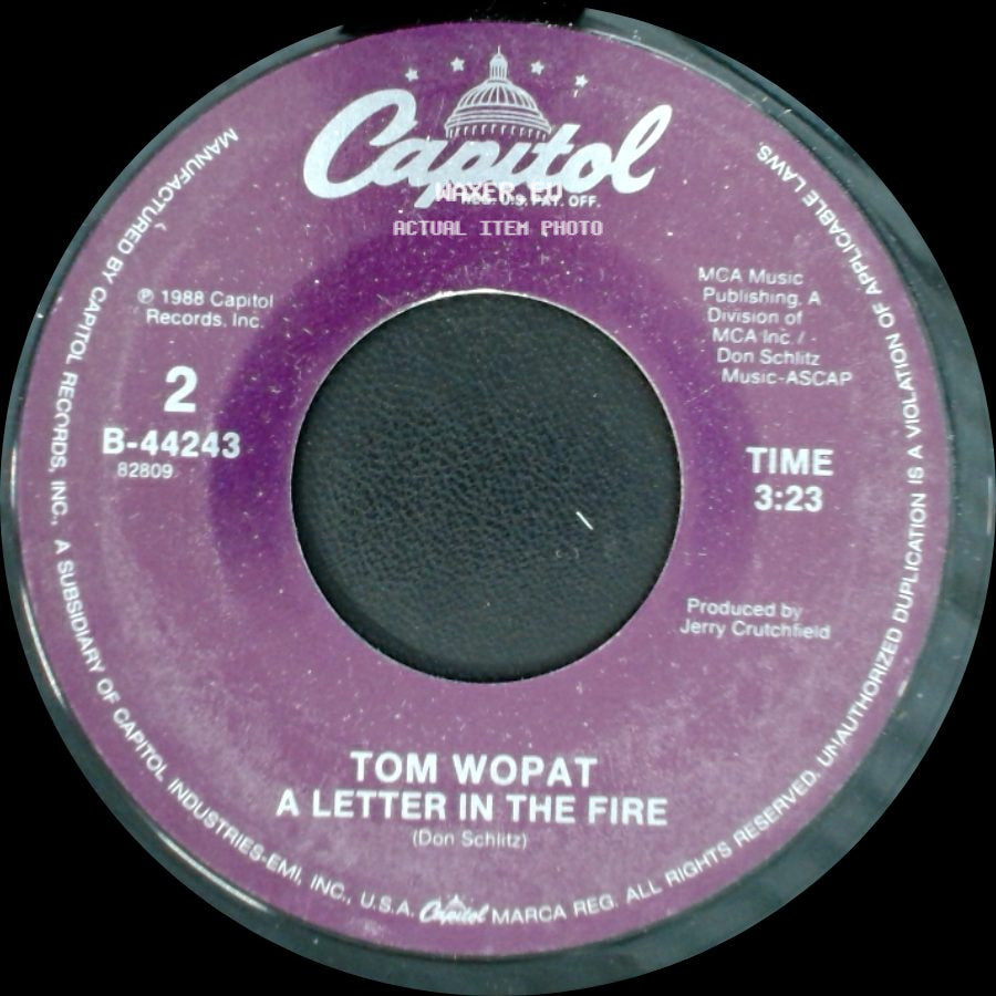 Tom Wopat - A Letter In The Fire / Not Enough Love side A