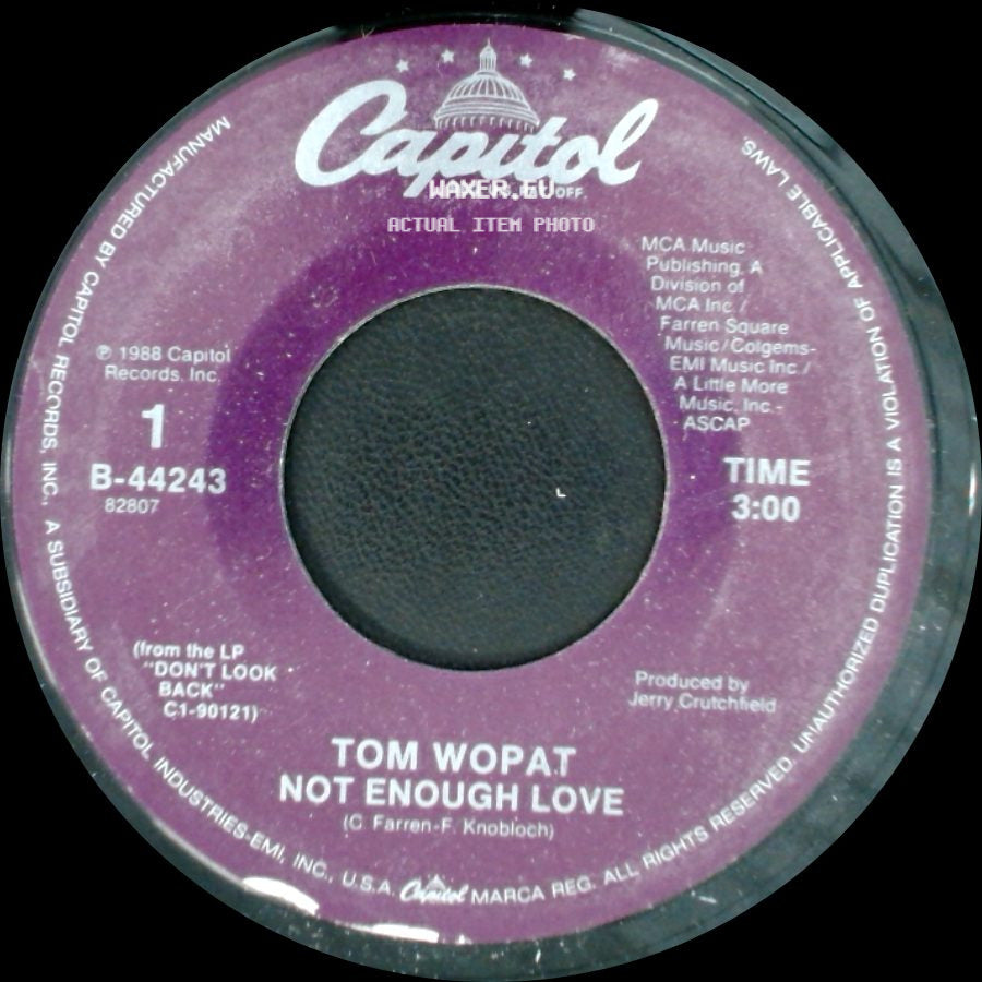 Tom Wopat - A Letter In The Fire / Not Enough Love side B