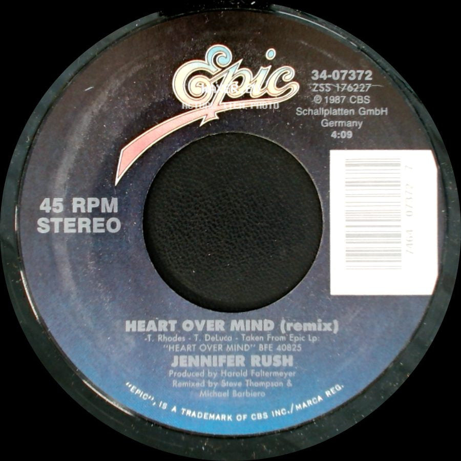 Jennifer Rush - Love Of A Stranger / Heart Over Mind (Remix) side B
