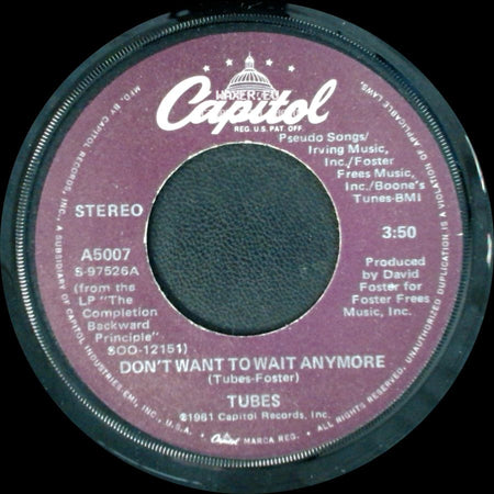 Tubes - Think About Me / Don't Want To Wait Anymore side B