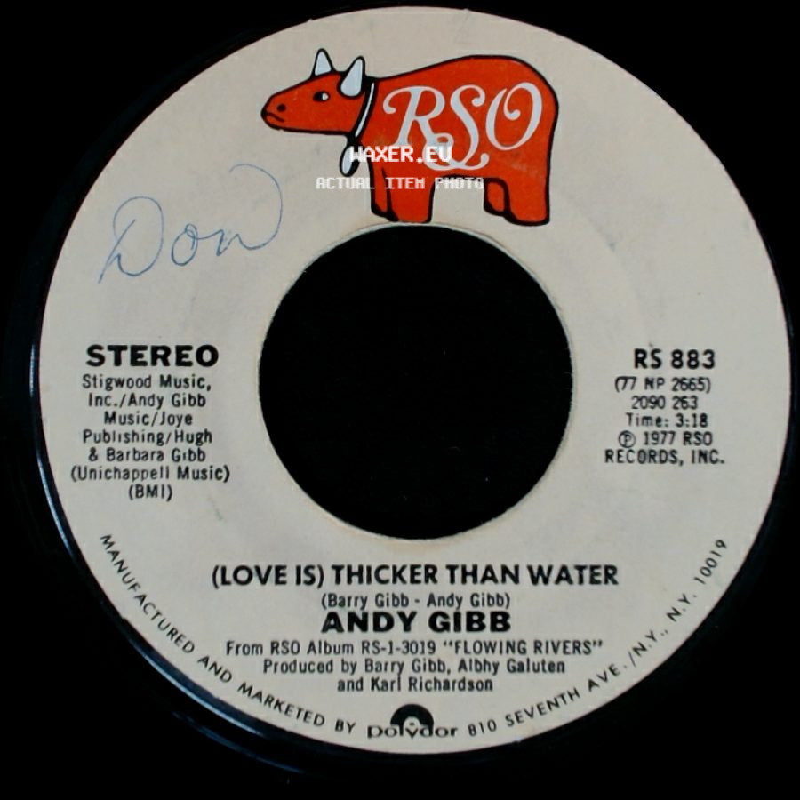 Andy Gibb - Words And Music / (Love Is) Thicker Than Water side B