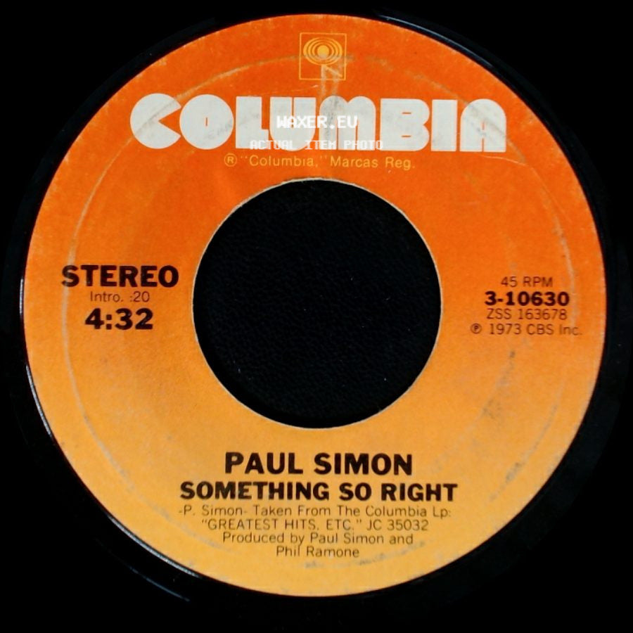 Paul Simon - Slip Slidin' Away / Something So Right side B