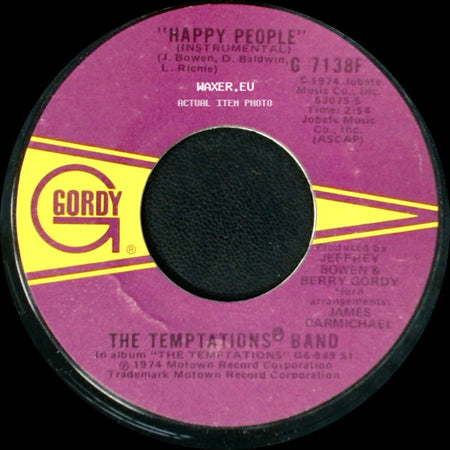 The Temptations / The Temptations' Band - Happy People / Happy People (Instrumental) side B