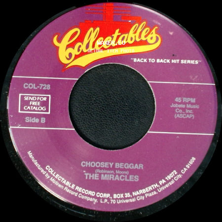 The Miracles - Come On Do The Jerk / Choosey Beggar side B