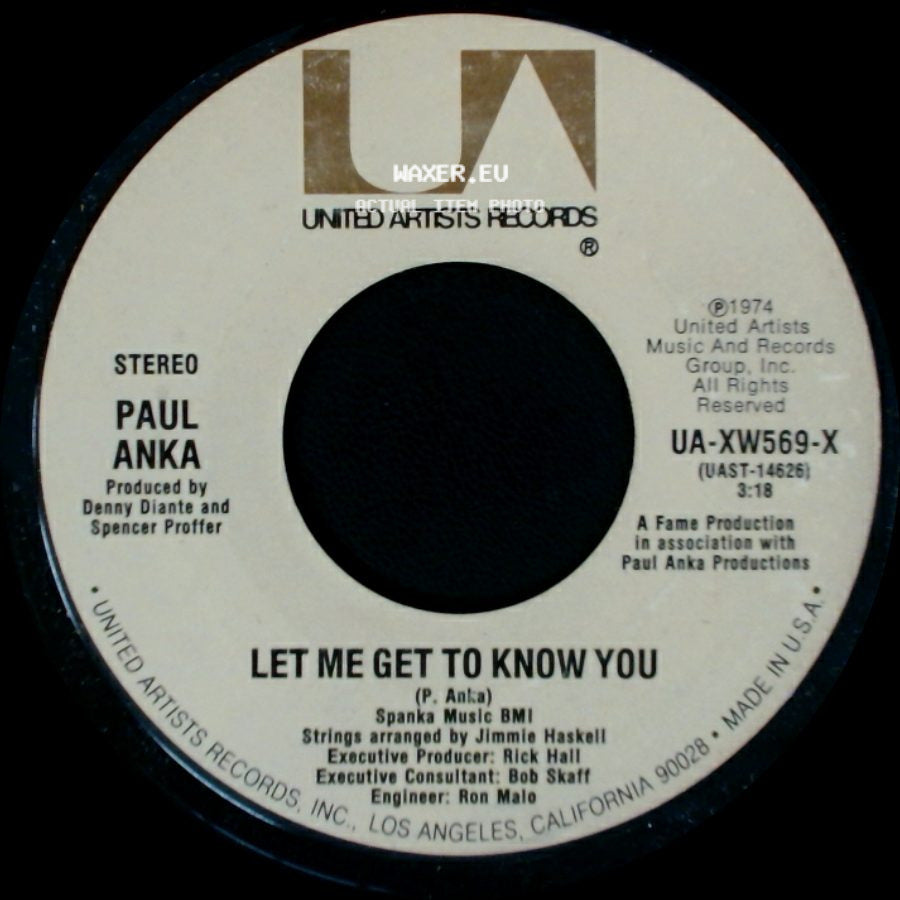 Paul Anka / Paul Anka With Odia Coates - Let Me Get To Know You / One Man Woman / One Woman Man side A