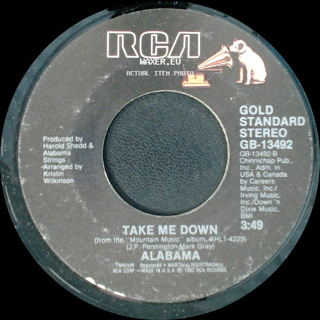 Alabama - Take Me Down / Close Enough To Perfect side A