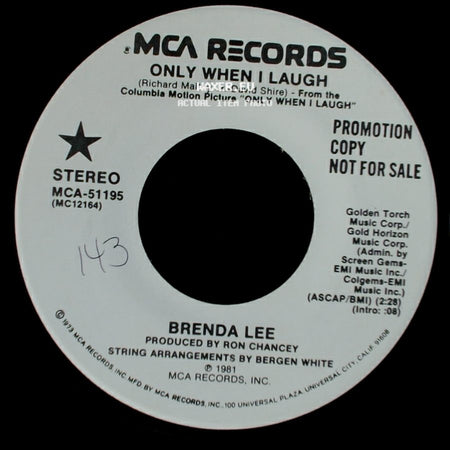 Brenda Lee - Only When I Laugh / Only When I Laugh side B