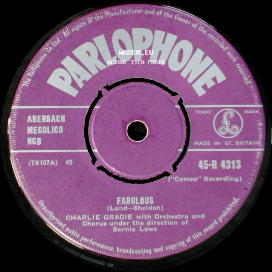 Charlie Gracie With Orchestra And Chorus Under The Direction Of Bernie Lowe - Just Lookin' / Fabulous side B