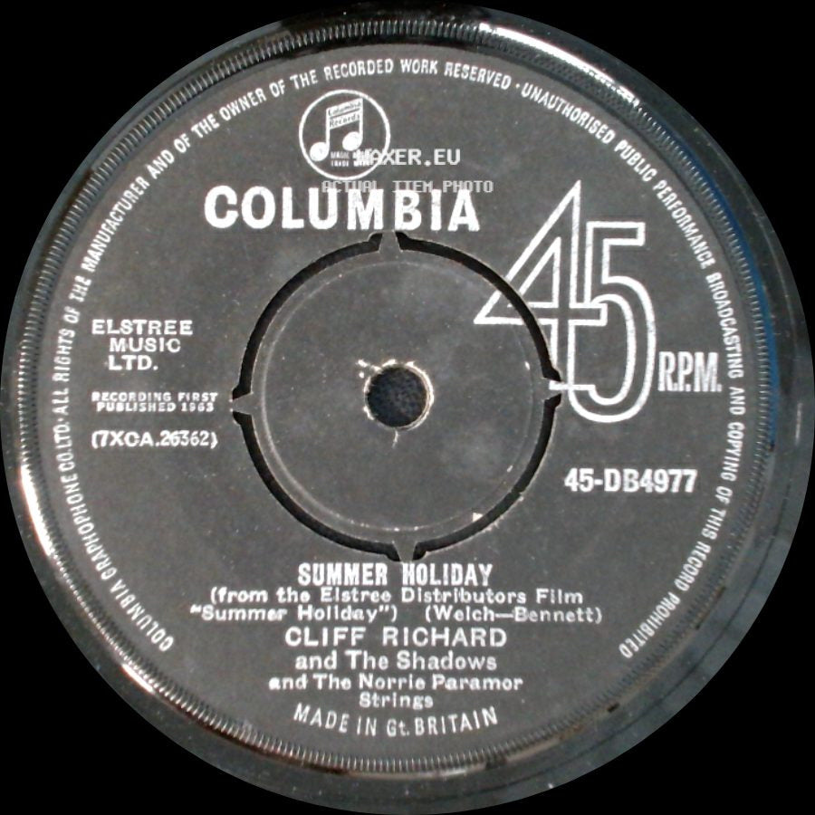 Cliff Richard And The Shadows And The Norrie Paramor Strings / Cliff Richard And The Shadows - Summer Holiday / Dancing Shoes side A